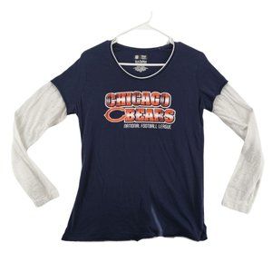 CHICAGO BEARS Shirt Women's Long Sleeve 1st & Fashion Collection Blue NFL Large